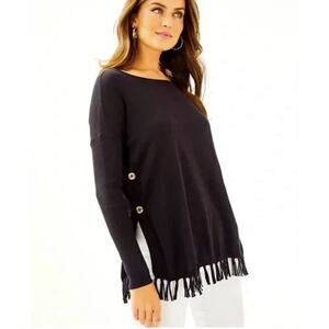 Lilly Pulitzer Ramona black fringe sweater Size Small